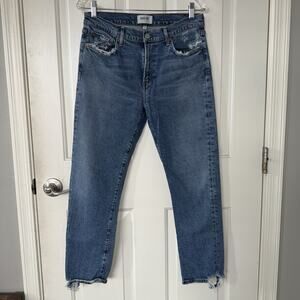 Agolde Los Angeles Toni Straight Leg Jeans Distressed Mid Rise Ankle Women’s 29